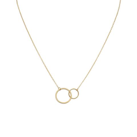 14K gold small double circle necklace