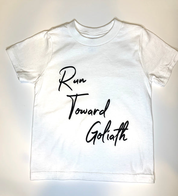 Run Toward Goliath child/youth Tshirt