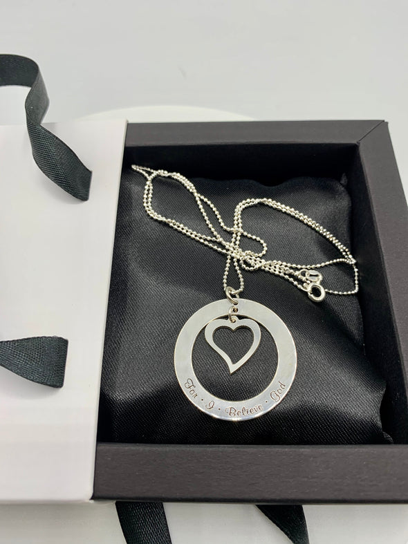 For I Believe God sterling silver pendant necklace