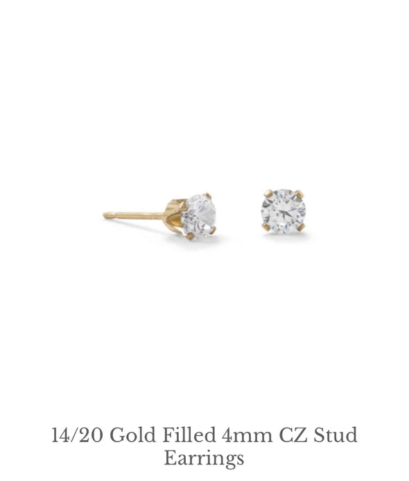 Gold filled and gold plated stud earrings (19 variations, suitable for children)