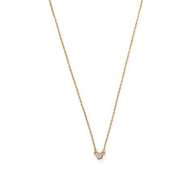 14K gold over sterling silver dainty swarovski necklace