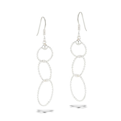 Sterling Silver Triple Circle Dangle Earrings