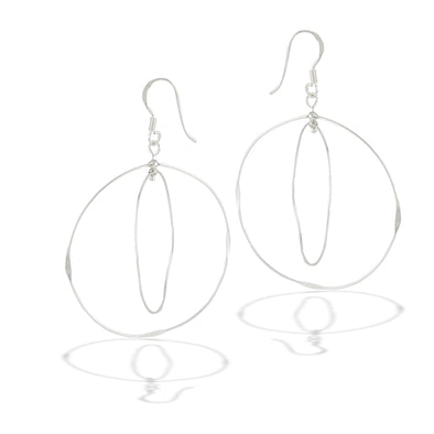 Sterling Silver Double Twisted Circle Earrings