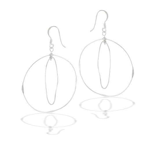 Sterling Silver Double Twisted Circle Earrings