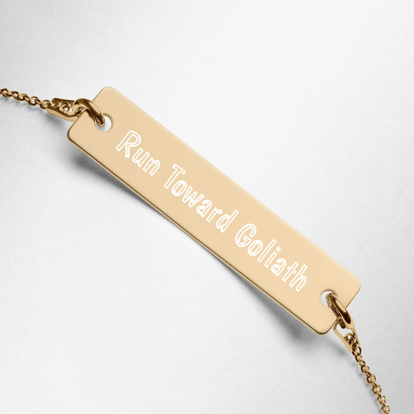 Run Toward Goliath Sterling Silver/24K Gold/18K Rose Gold Bar Chain Necklace