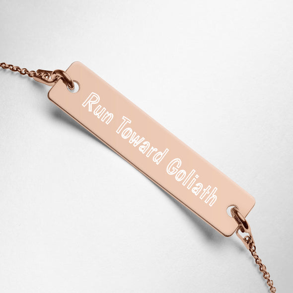 Run Toward Goliath Sterling Silver/24K Gold/18K Rose Gold Bar Chain Necklace