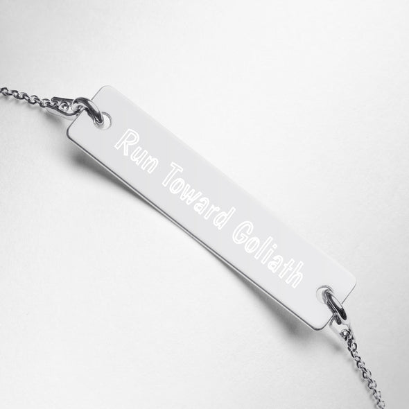 Run Toward Goliath Sterling Silver/24K Gold/18K Rose Gold Bar Chain Necklace