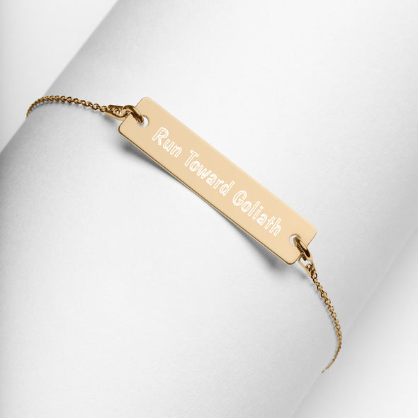 Run Toward Goliath Sterling Silver/24K Gold/18K Rose Gold Bar Chain Necklace