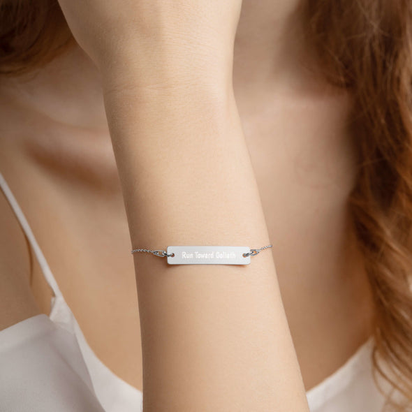 Run Toward Goliath Sterling Silver/18K Rose Gold/24K Gold Bar Chain Bracelet