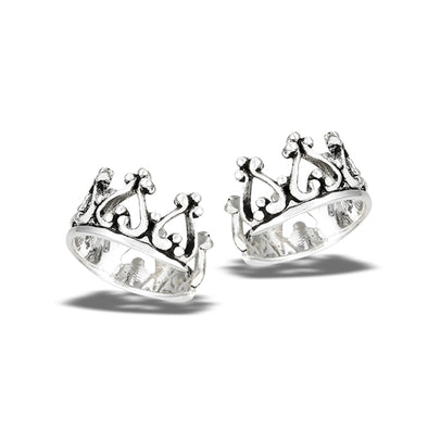 Sterling Silver Crown Cuff Earrings